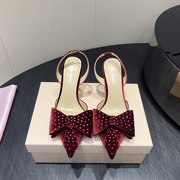 	 Mach & Mach Le Cadeau embellished slingback pumps 8.5cm in red velvet
