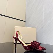 	 Mach & Mach Le Cadeau embellished slingback pumps 8.5cm in red velvet - 6
