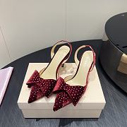 	 Mach & Mach Le Cadeau embellished slingback pumps 8.5cm in red velvet - 4