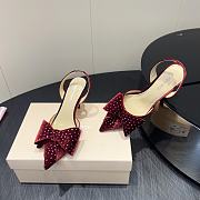 	 Mach & Mach Le Cadeau embellished slingback pumps 8.5cm in red velvet - 3
