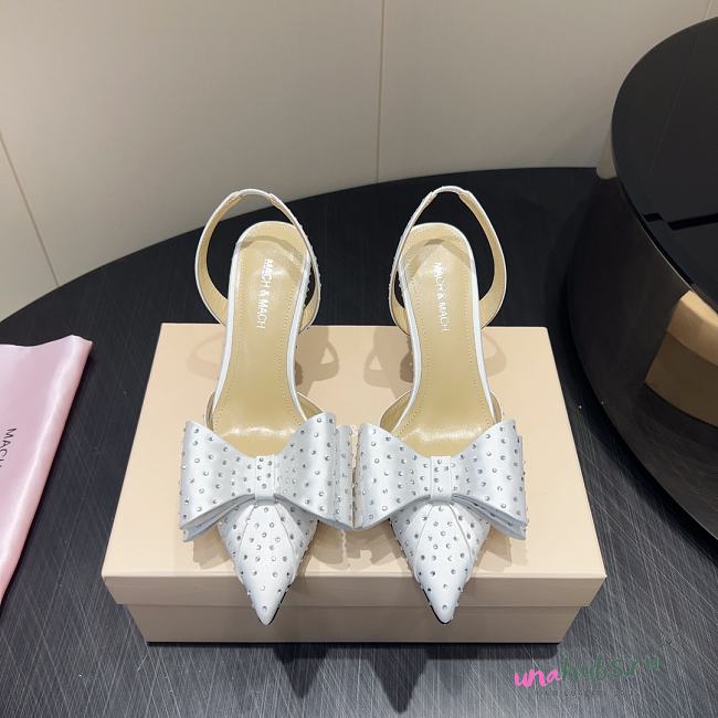 	 Mach & Mach Le Cadeau embellished slingback pumps 8.5cm white - 1