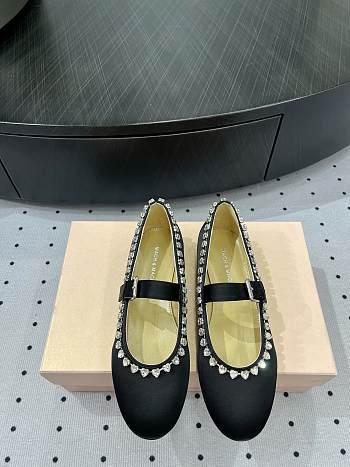 MACH & MACH Audrey crystal-embellished ballerina in black shoes