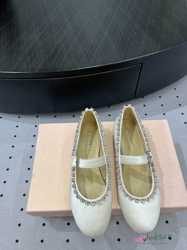 	 MACH & MACH Audrey crystal-embellished ballerina in white shoes - 1