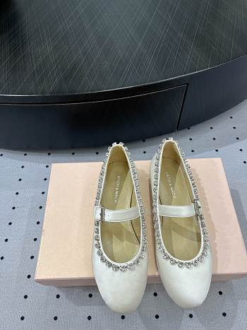 	 MACH & MACH Audrey crystal-embellished ballerina in white shoes