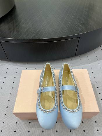 	 MACH & MACH Audrey crystal-embellished ballerina in blue shoes