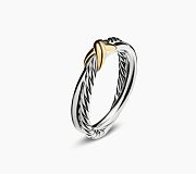 David Yurman Petite X Ring Sterling Silver with 18K Yellow Gold, 4mm - 2