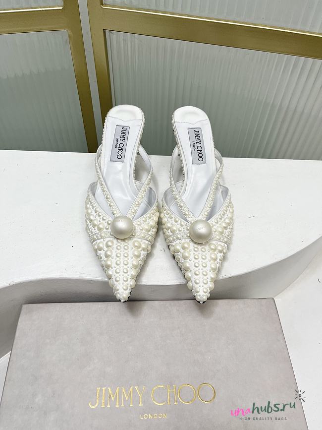Jimmy Choo Sana 5cm Pearly Leather Mules - 1
