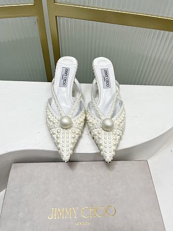 Jimmy Choo Sana 5cm Pearly Leather Mules