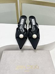 JIMMY CHOO Sana 50 faux pearl-embellished satin mules - 3