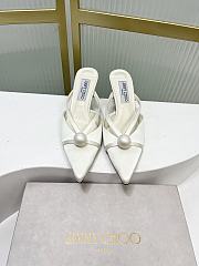 JIMMY CHOO Sana 50 faux pearl-embellished satin mules - 2