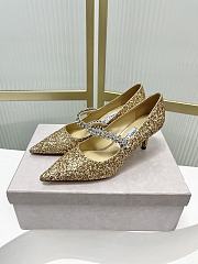 Jimmy chooo Platinum Ice Dusty Glitter Flats with Crystal Strap 85/65mm - 5