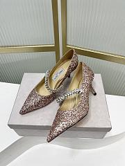 Jimmy chooo Platinum Ice Dusty Glitter Flats with Crystal Strap 85/65mm - 4