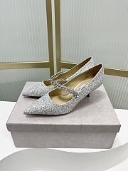 Jimmy chooo Platinum Ice Dusty Glitter Flats with Crystal Strap 85/65mm - 3