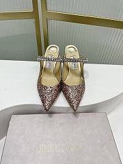 Jimmy Choo Confetti Coarse Glitter Fabric Mules Crystal Strap 85/65mm - 5
