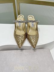 Jimmy Choo Confetti Coarse Glitter Fabric Mules Crystal Strap 85/65mm - 4