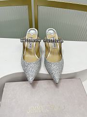 Jimmy Choo Confetti Coarse Glitter Fabric Mules Crystal Strap 85/65mm - 2