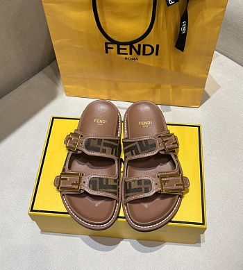 Fendi FF Slides in Brown