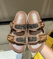 Fendi FF Slides in Brown - 3