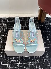 Jimmy Choo Blanche 90 Light Verde Satin Sandal with Daisy Embroidery - 3