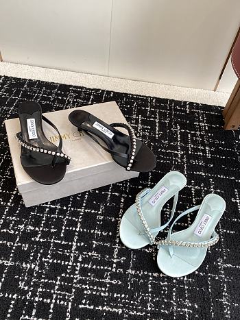 Jimmy Choo  Dila 35 leather and satin thong sandals 
