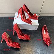 Jimmy Choo Red Mix Crystal Covered Pointy Toe Pump - 1