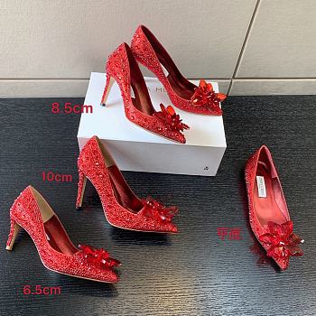 Jimmy Choo Red Mix Crystal Covered Pointy Toe Pump