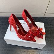 Jimmy Choo Red Mix Crystal Covered Pointy Toe Pump - 3