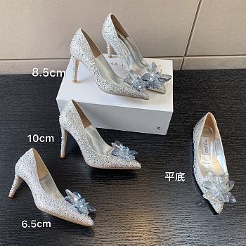 	 Jimmy Choo Silver Mix Crystal Covered Pointy Toe Pump