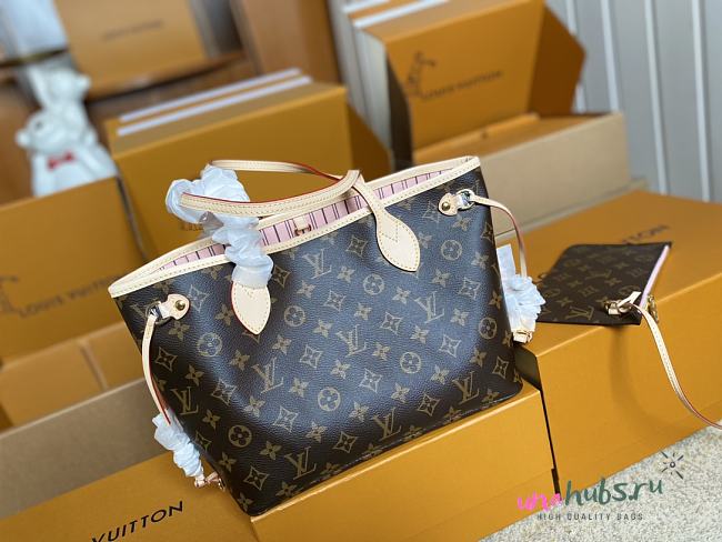 	 Louis Vuitton Neverfull PM Brown Monogram Pink Inside - 29 x 21 x 12cm - 1