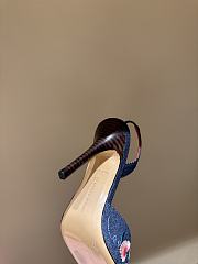 Manolo Blahnik Carolyne 100 Denim Fauna Floral Heels - 5
