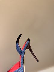 Manolo Blahnik Carolyne 100 Denim Fauna Floral Heels - 4