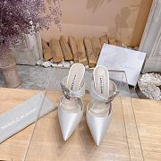 	 Manolo Blahnik Maidugura 90mm Satin White Mules - 1