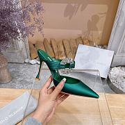 	 Manolo Blahnik Maidugura 90mm Satin Green Mules - 5