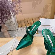 	 Manolo Blahnik Maidugura 90mm Satin Green Mules - 4