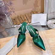 	 Manolo Blahnik Maidugura 90mm Satin Green Mules - 3