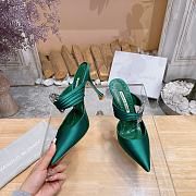 	 Manolo Blahnik Maidugura 90mm Satin Green Mules - 2