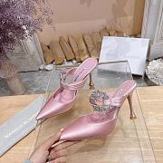 	 Manolo Blahnik Maidugura 90mm Satin Pink Mules - 4