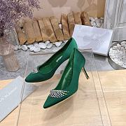 Manolo Blahnik Pluma Silk Green Heels - 5