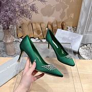 Manolo Blahnik Pluma Silk Green Heels - 3