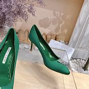 Manolo Blahnik Pluma Silk Green Heels - 2