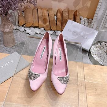 	 Manolo Blahnik Pluma Silk Pink Heels