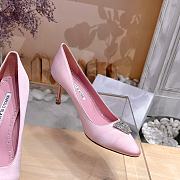 	 Manolo Blahnik Pluma Silk Pink Heels - 3