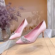 	 Manolo Blahnik Pluma Silk Pink Heels - 2