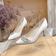 	 Manolo Blahnik Pluma Silk White Heels - 6