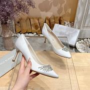 	 Manolo Blahnik Pluma Silk White Heels - 4