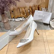 	 Manolo Blahnik Pluma Silk White Heels - 2