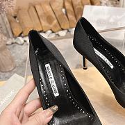 	 Manolo Blahnik Pluma Silk Black Heels - 2