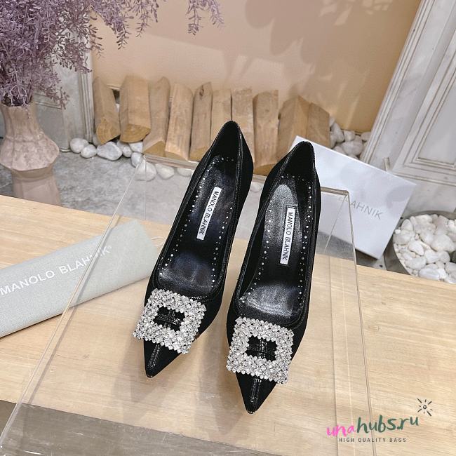 Manolo Blahnik Tuberian 90 black suede pumps - 1
