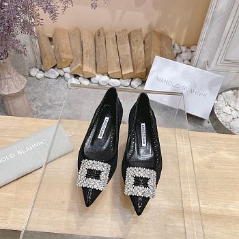 	 Manolo Blahnik Tuberian 9flat black suede shoes