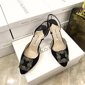 	 MANOLO BLAHNIK Hangisli 7cm Black Slingback Pumps